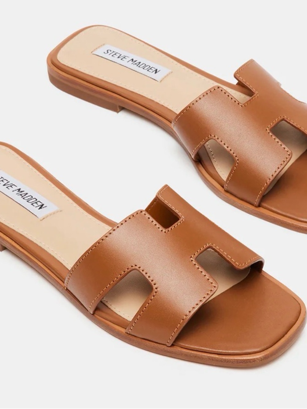 Steve Madden Tan Leather Slide Sandals